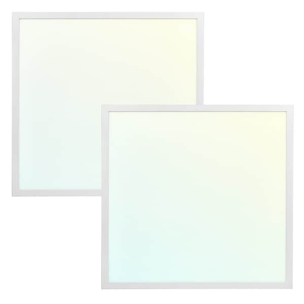 Luxrite 2x2 FT Flat LED Panel Lights 5CCT 3000K-6500K 20/30/40W Up to 5000LM 0-10V 0-10V Dimmable DLC, 2PK LR24290-2PK - main